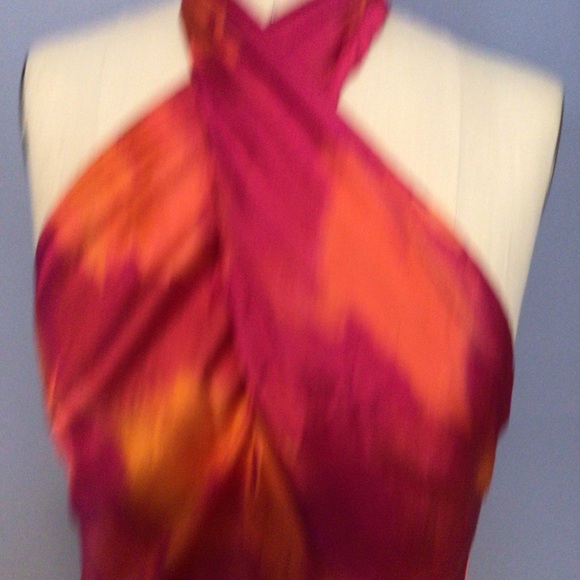 Lulus Beyond Classy Pink Multi Abstract Print Satin Halter Midi Dress – Sz Small - Picture 7 of 11